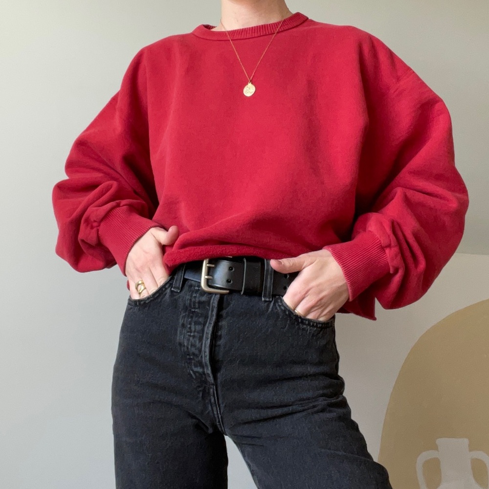 SOLD Vintage Red Cotton Wind River Cropped Sweatshirt